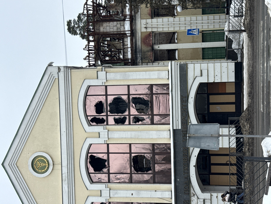 National Tax University in Irpin shows severe structural damage