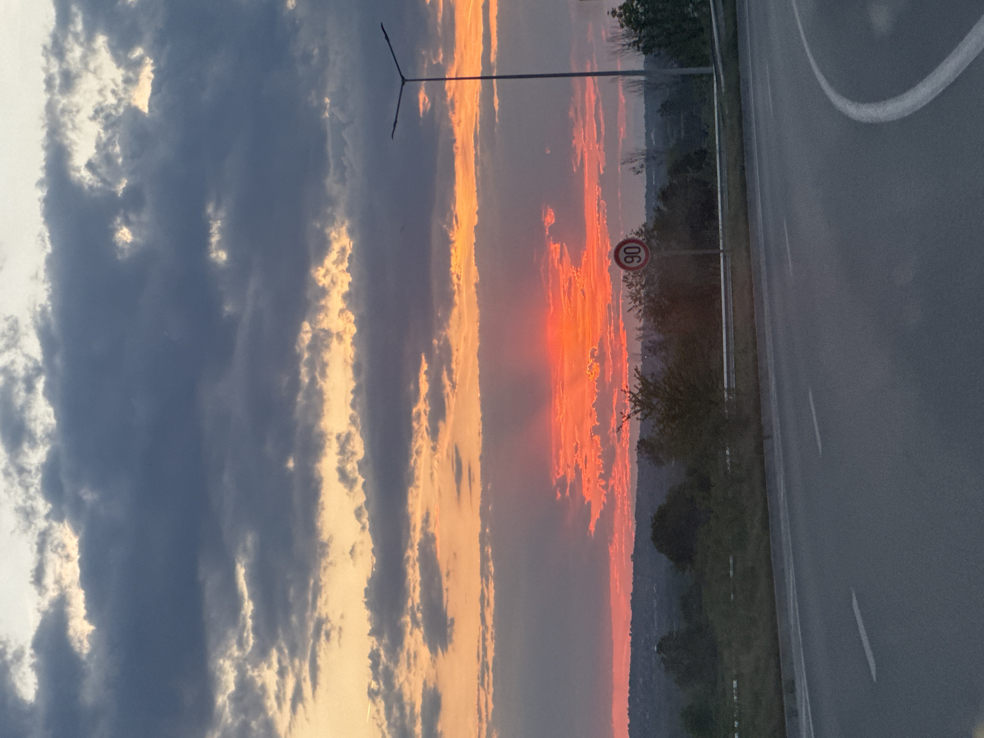 Vibrant sunset observed from roadside near Asenovgrad, Bulgaria