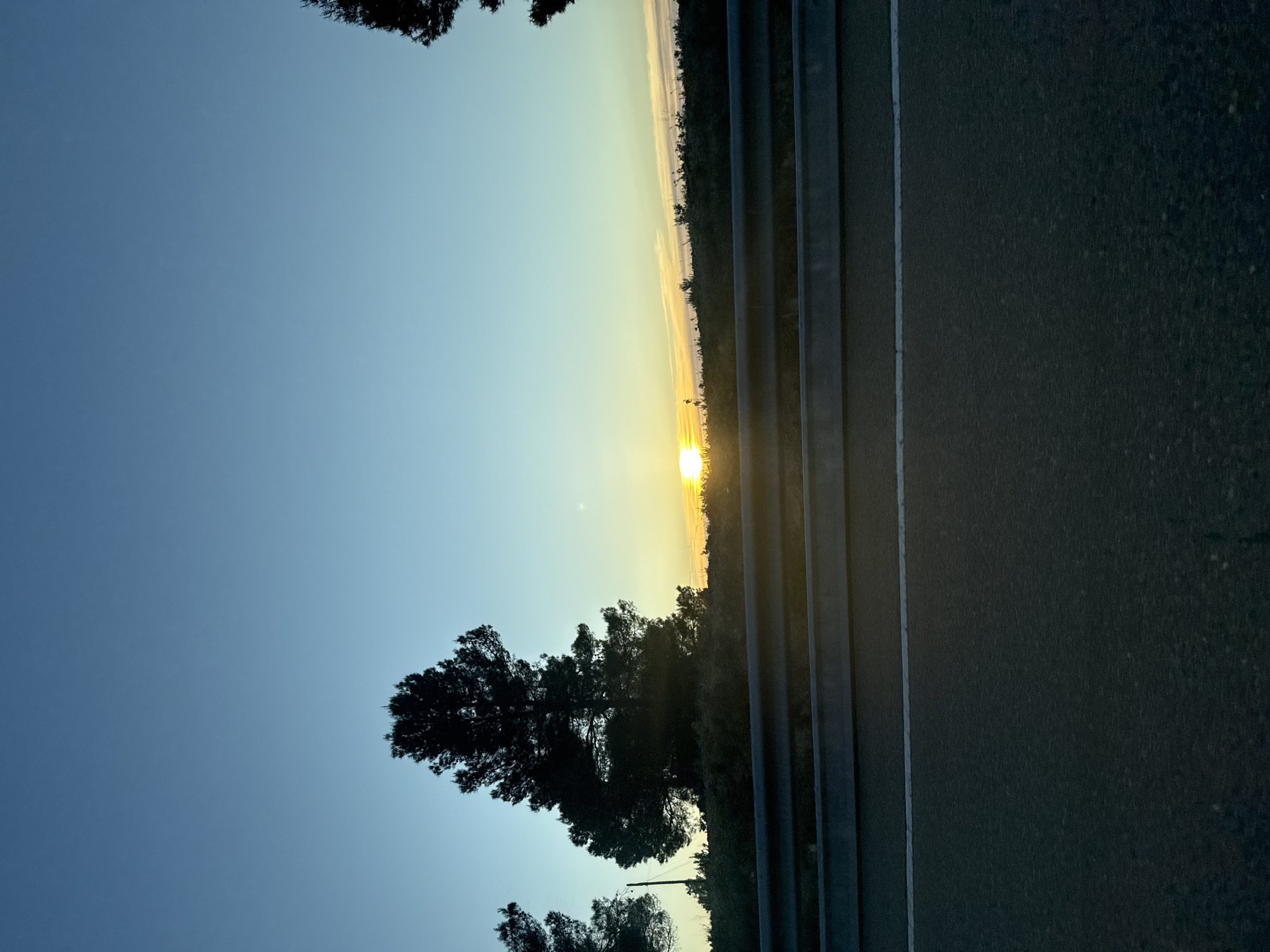 Sunset observed from roadside in Fórnoles, Spain