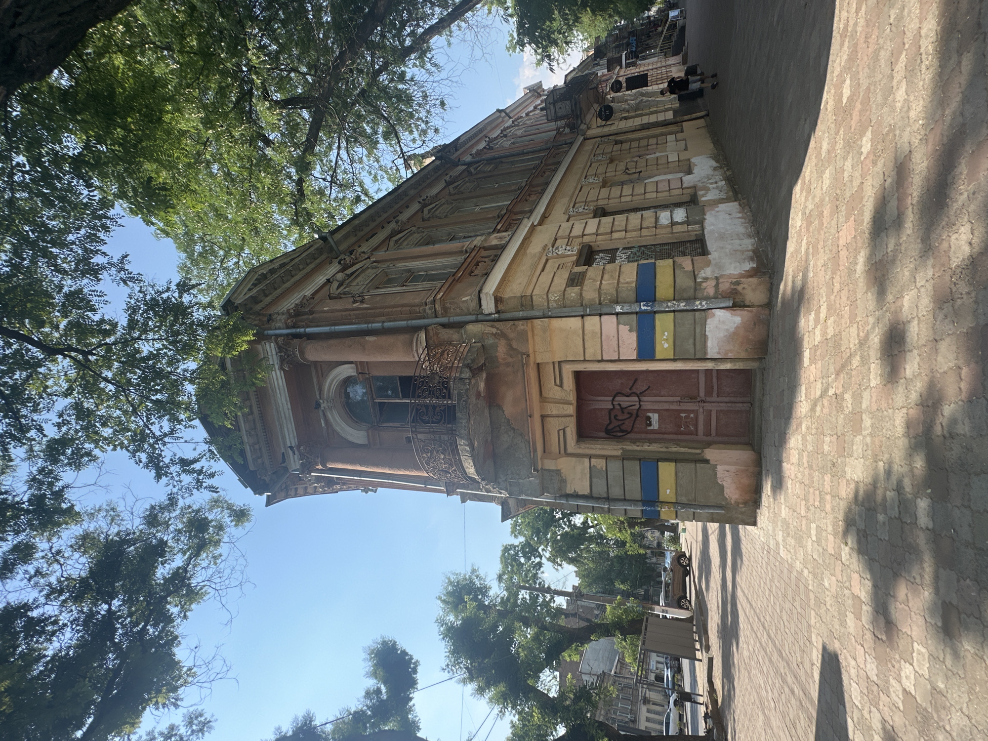 Midday street life in central Odesa, Ukraine