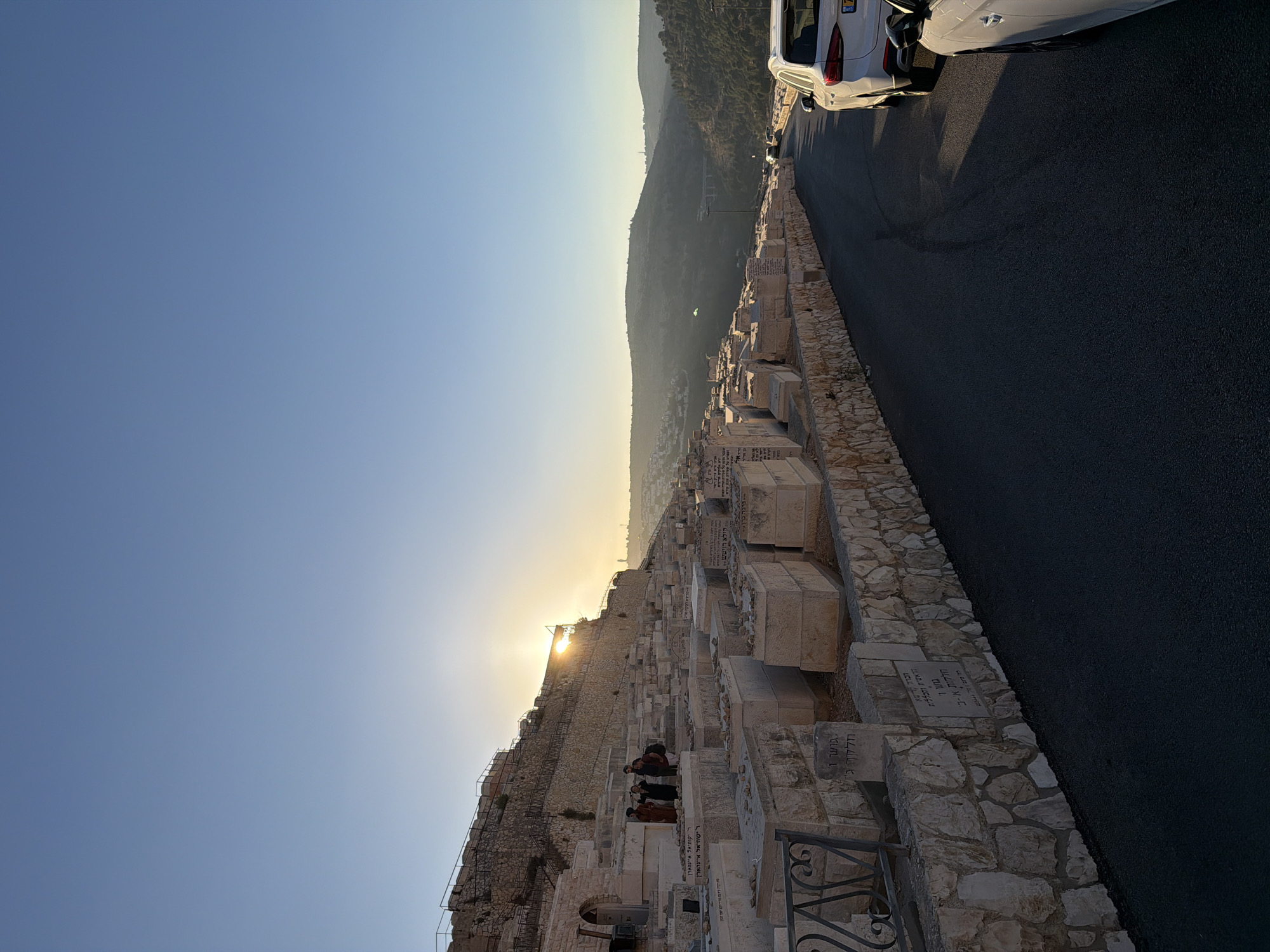 Morning light over Jerusalem's Mount of Olives and Western Wall