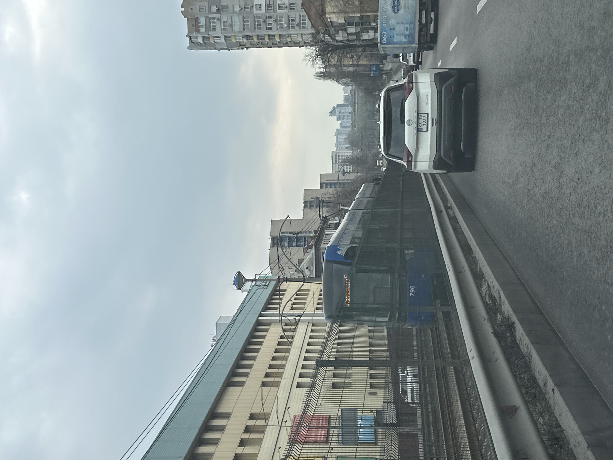 Early morning street scenes captured in residential Kyiv
