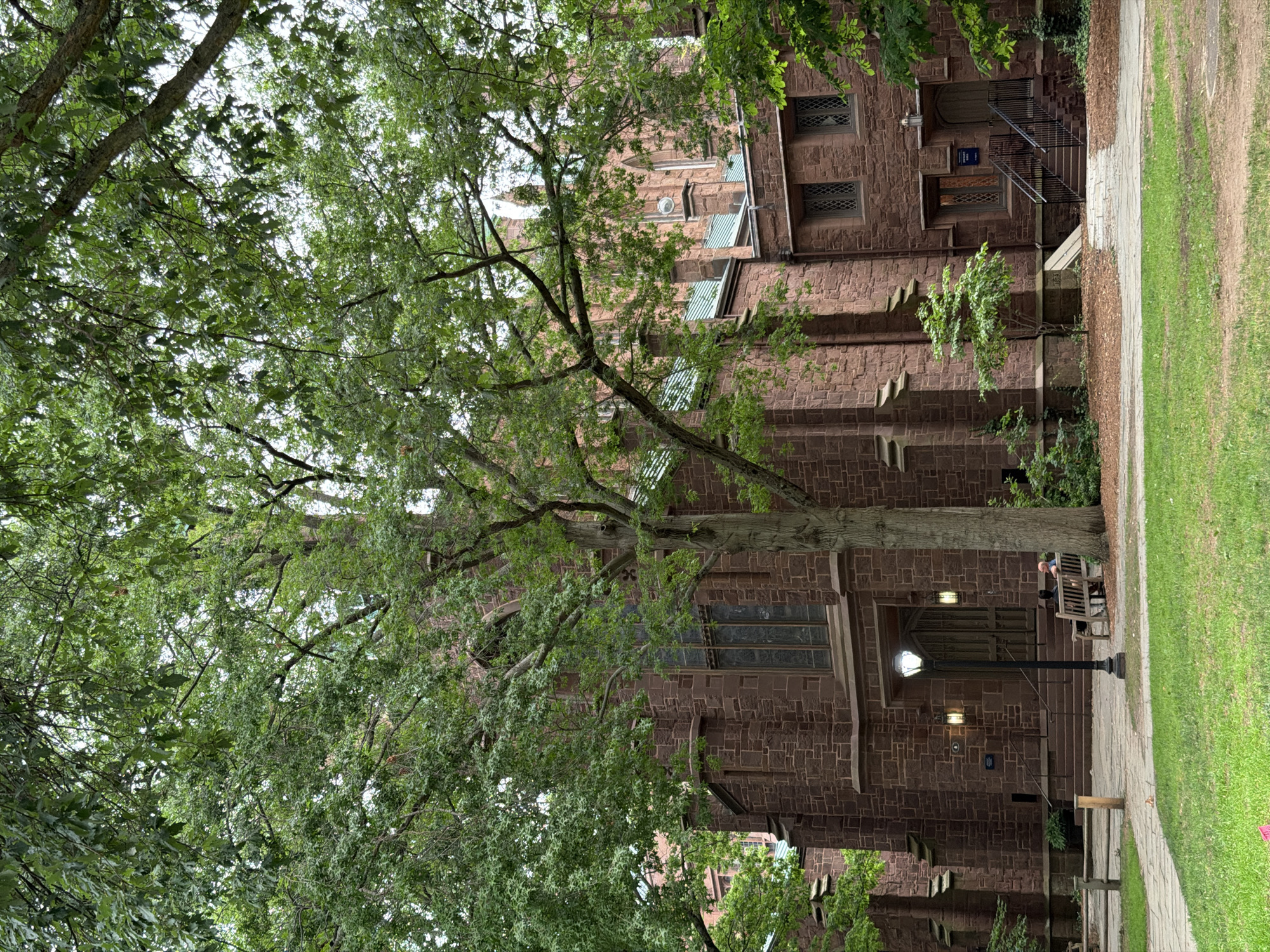 Emergency response and street commotion near Yale's Harkness Tower