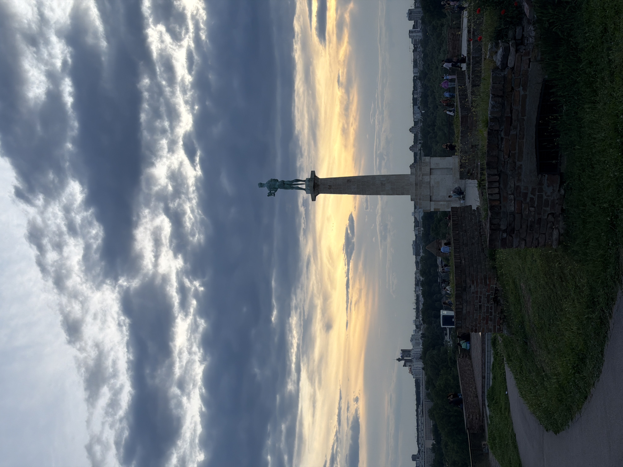 Victor Monument photographed during dramatic sunset in Belgrade