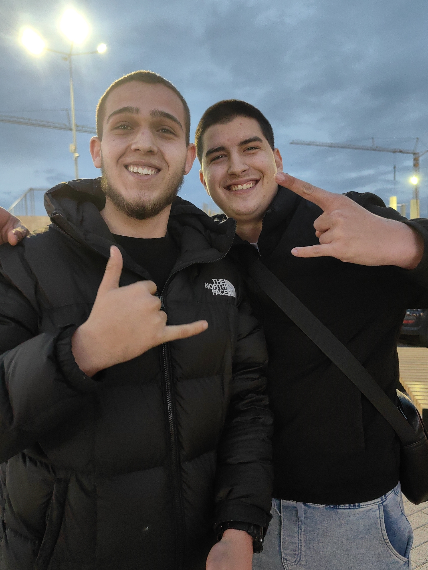 Evening social gathering documented at Sofia shopping district