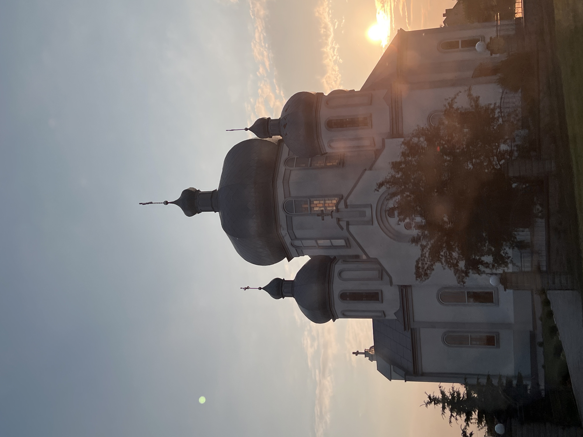 Orthodox church photographed at golden hour in Bila, Ukraine