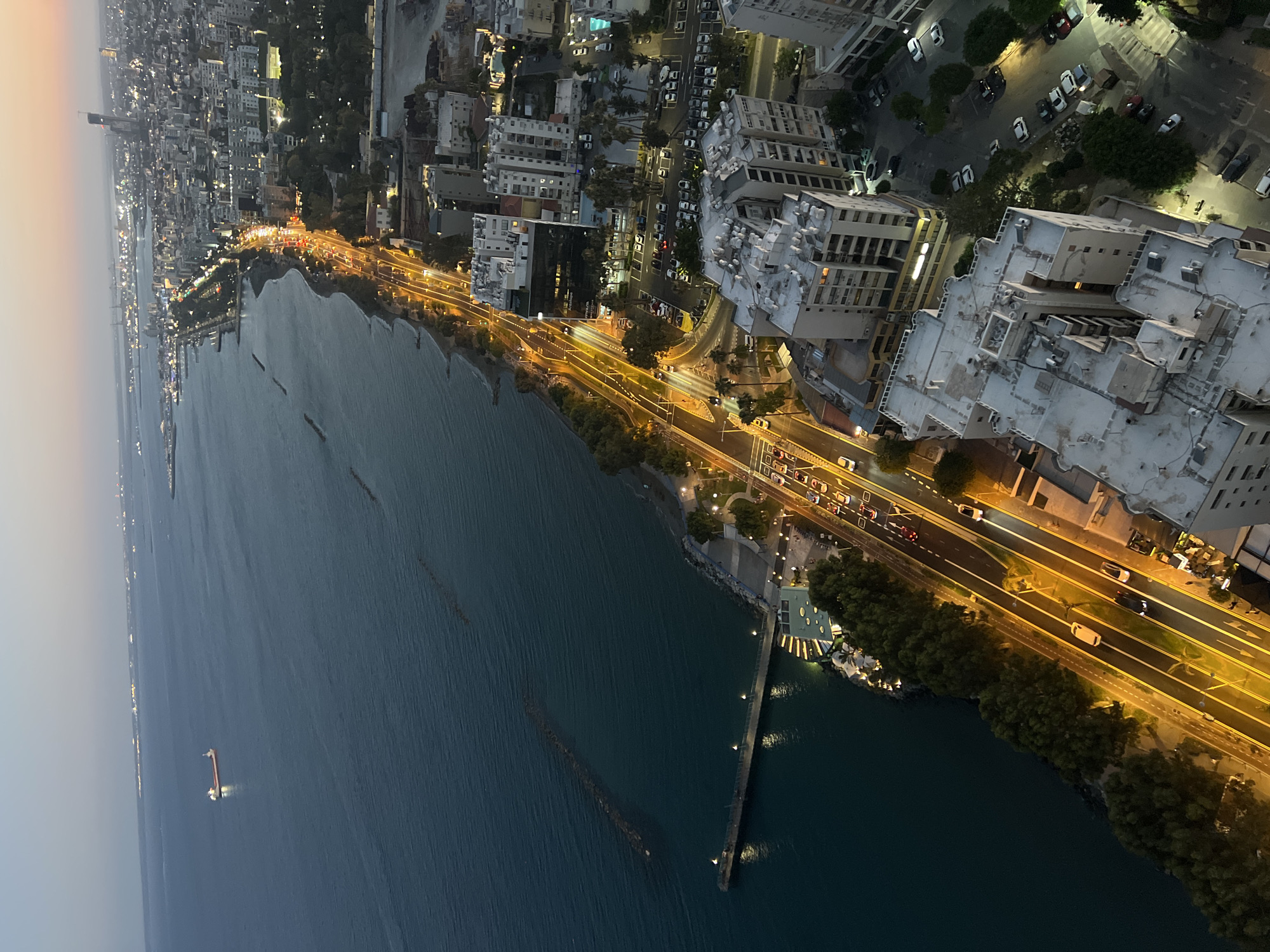 Limassol coastline glows at dusk from above
