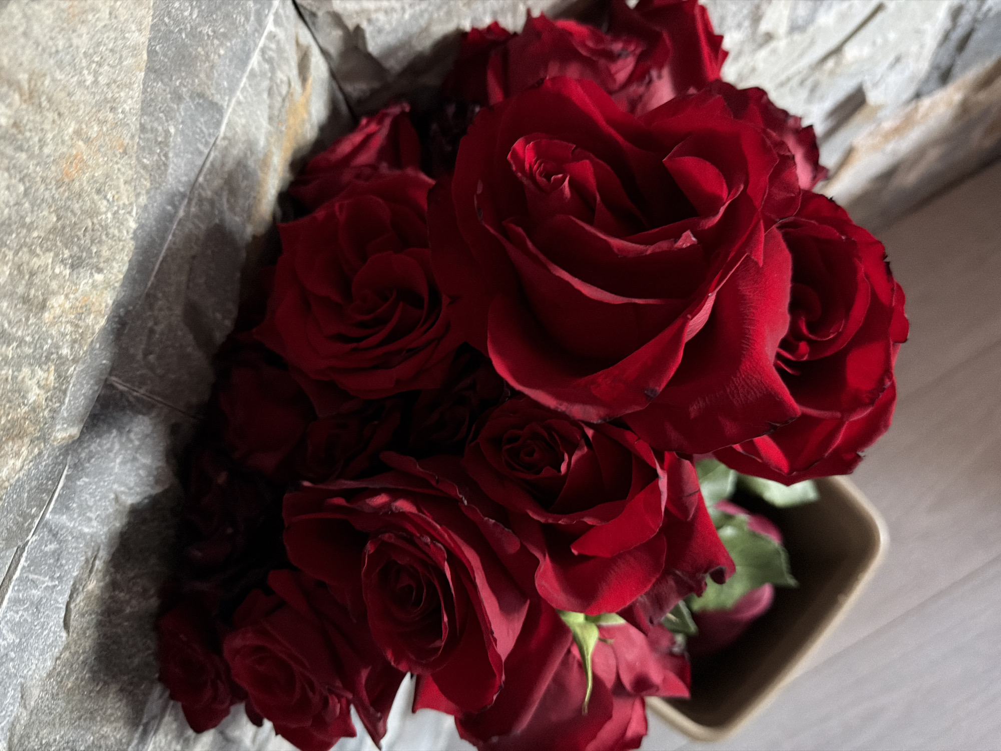 Red rose bouquet captured in Sofia arrangement
