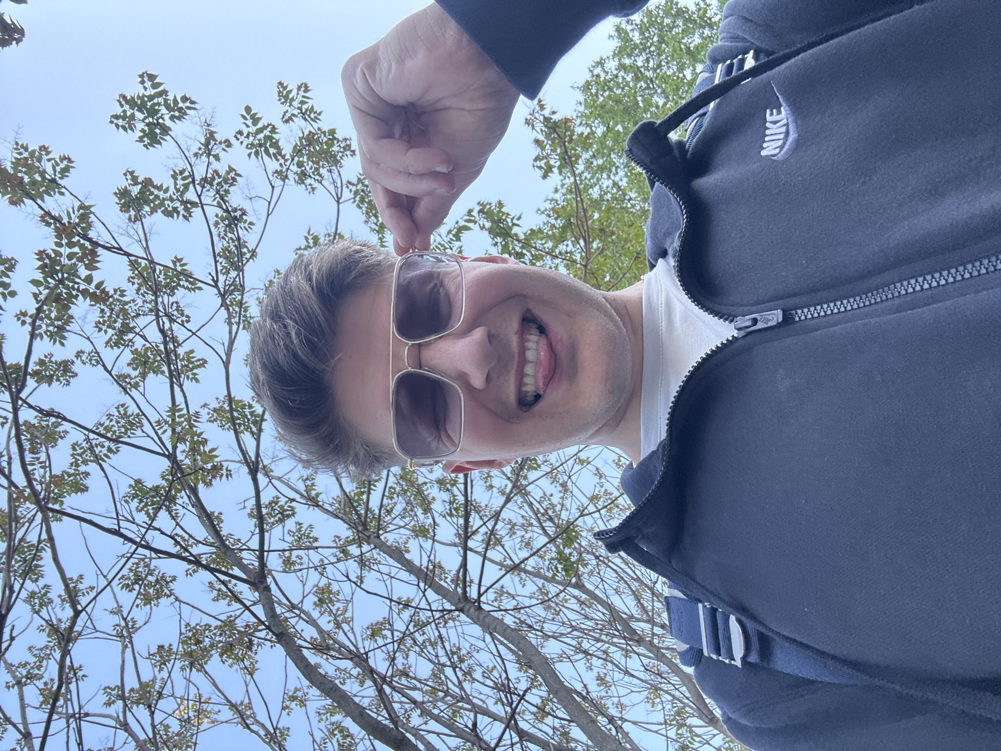 Man takes cheerful selfies on sunny afternoon in Plovdiv