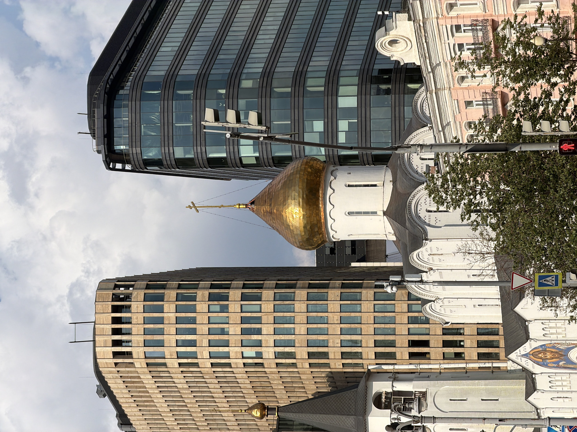 Old spires and glass towers collide in central Moscow