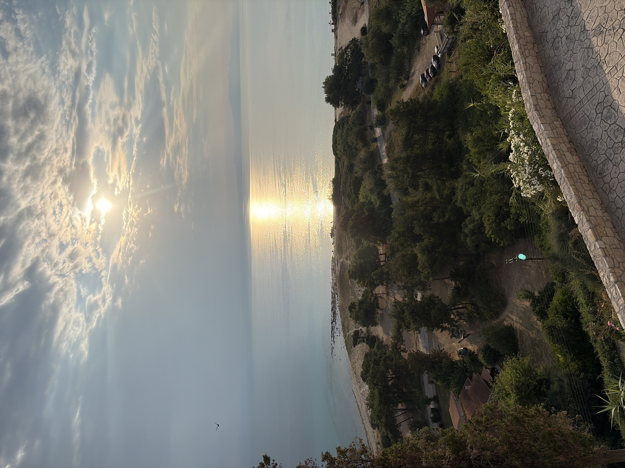 Aerial golden hour views over Kassandra's calm turquoise coast