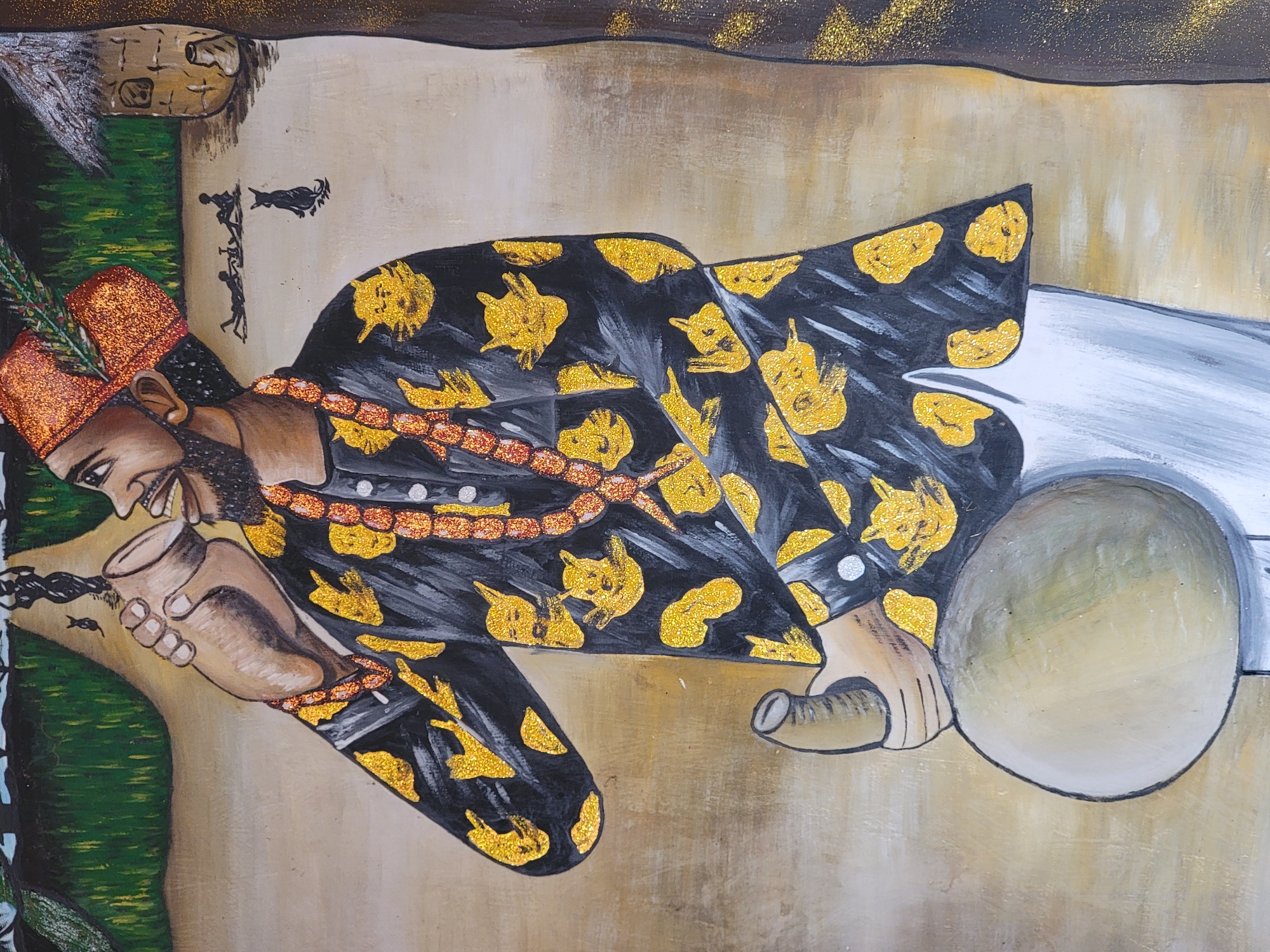 Traditional art spotted in Sabon Tasha depicts reclining figure