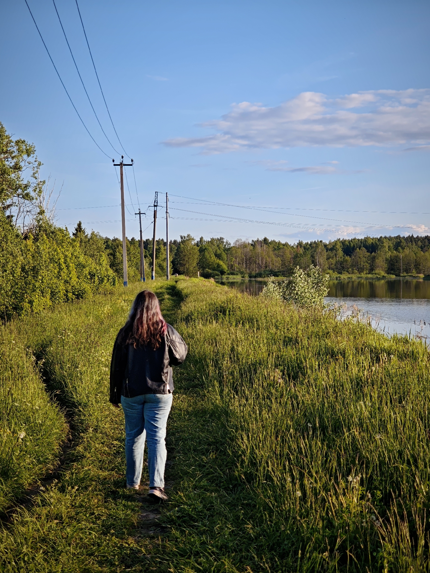 Golden hour walk captured in rural Zaprudnya, Russia