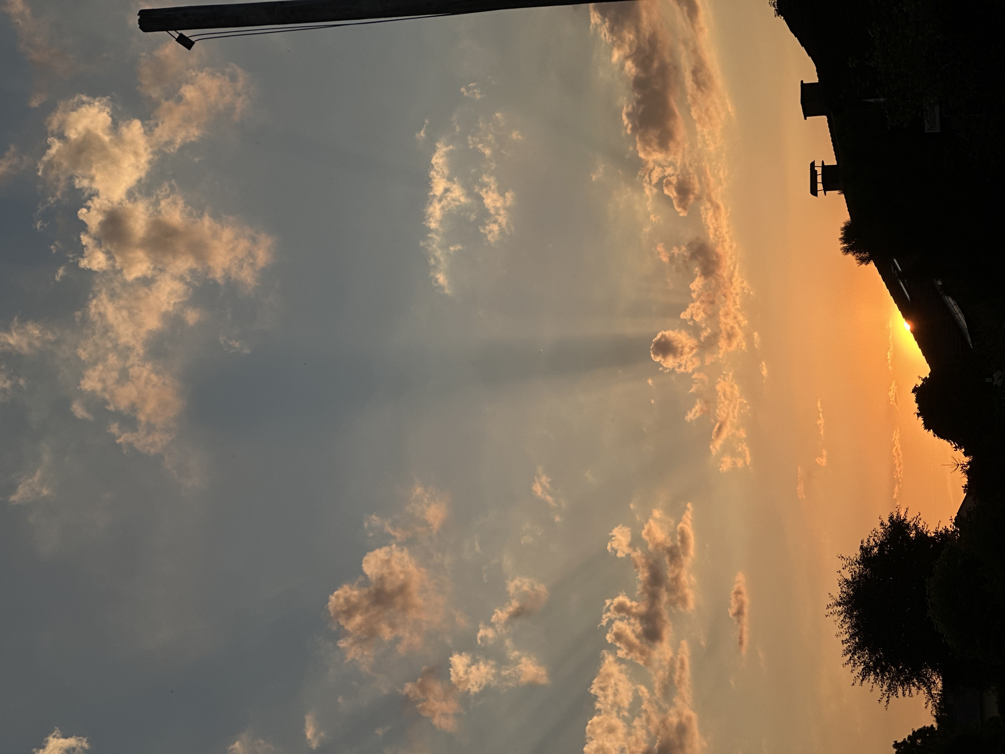 Sunset over residential streets in Au in der Hallertau