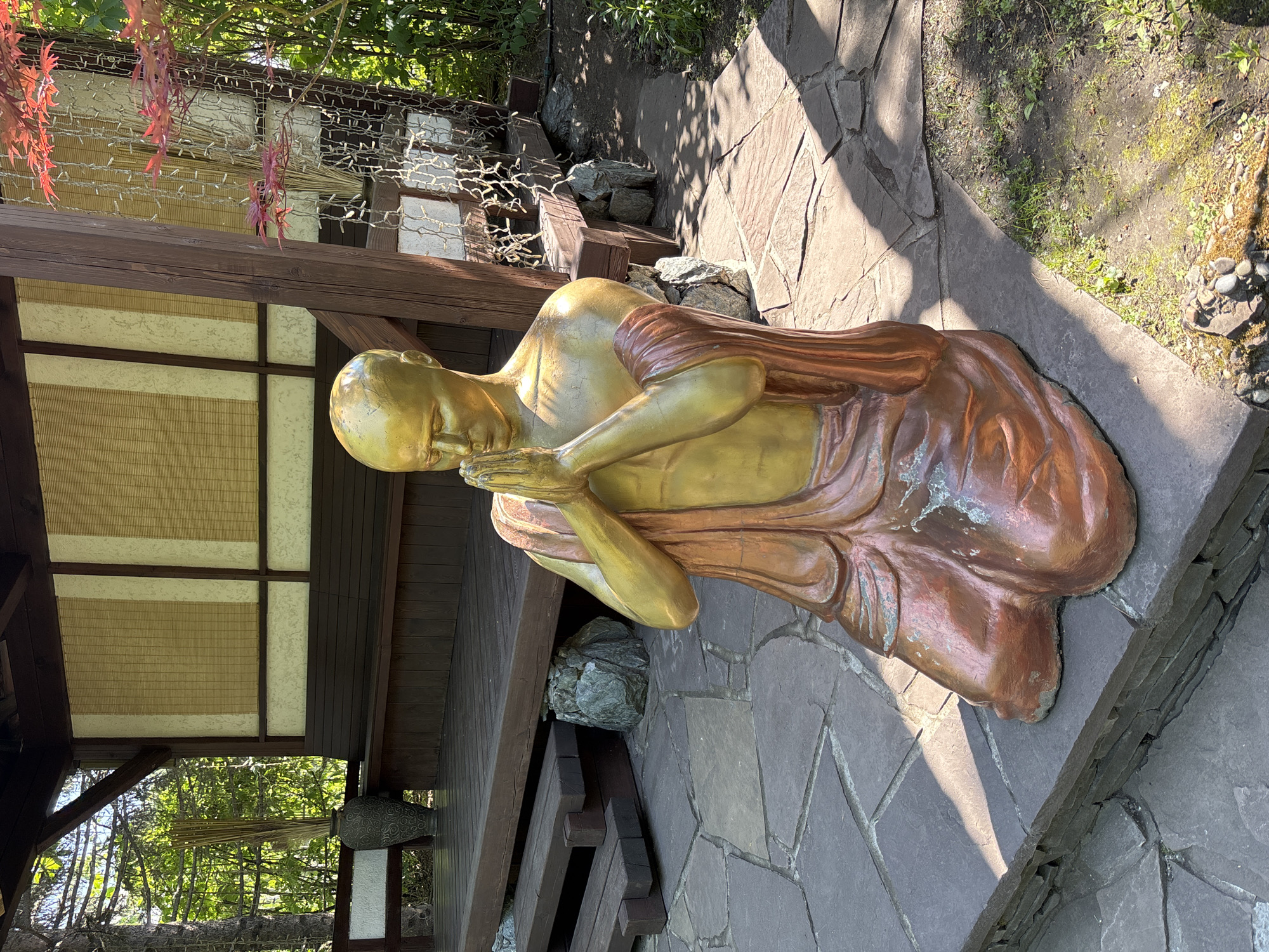 Ornamental garden with decorative statues documented in Abakan Russia