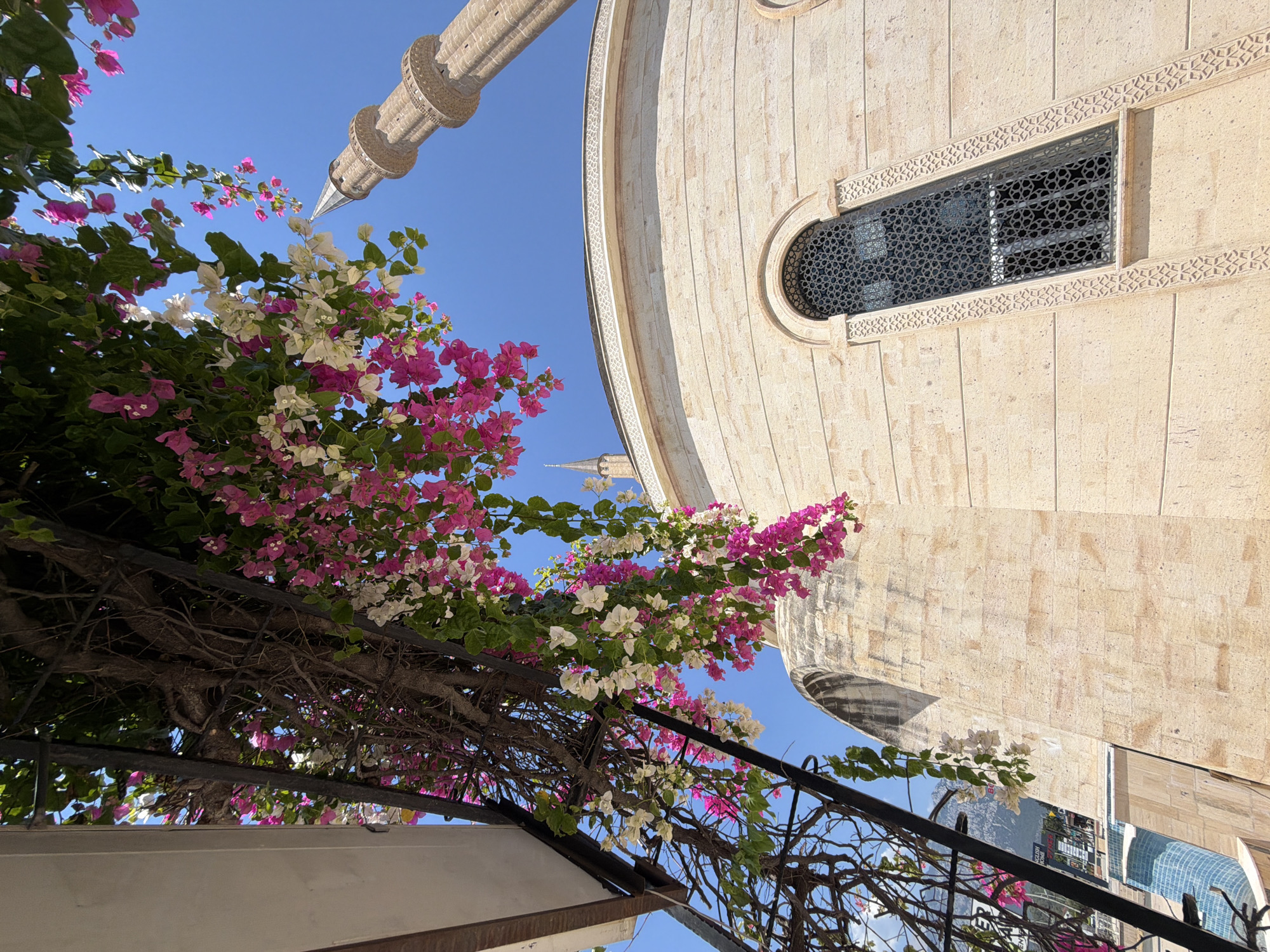 Morning walk around Kemer's mosque and promenade