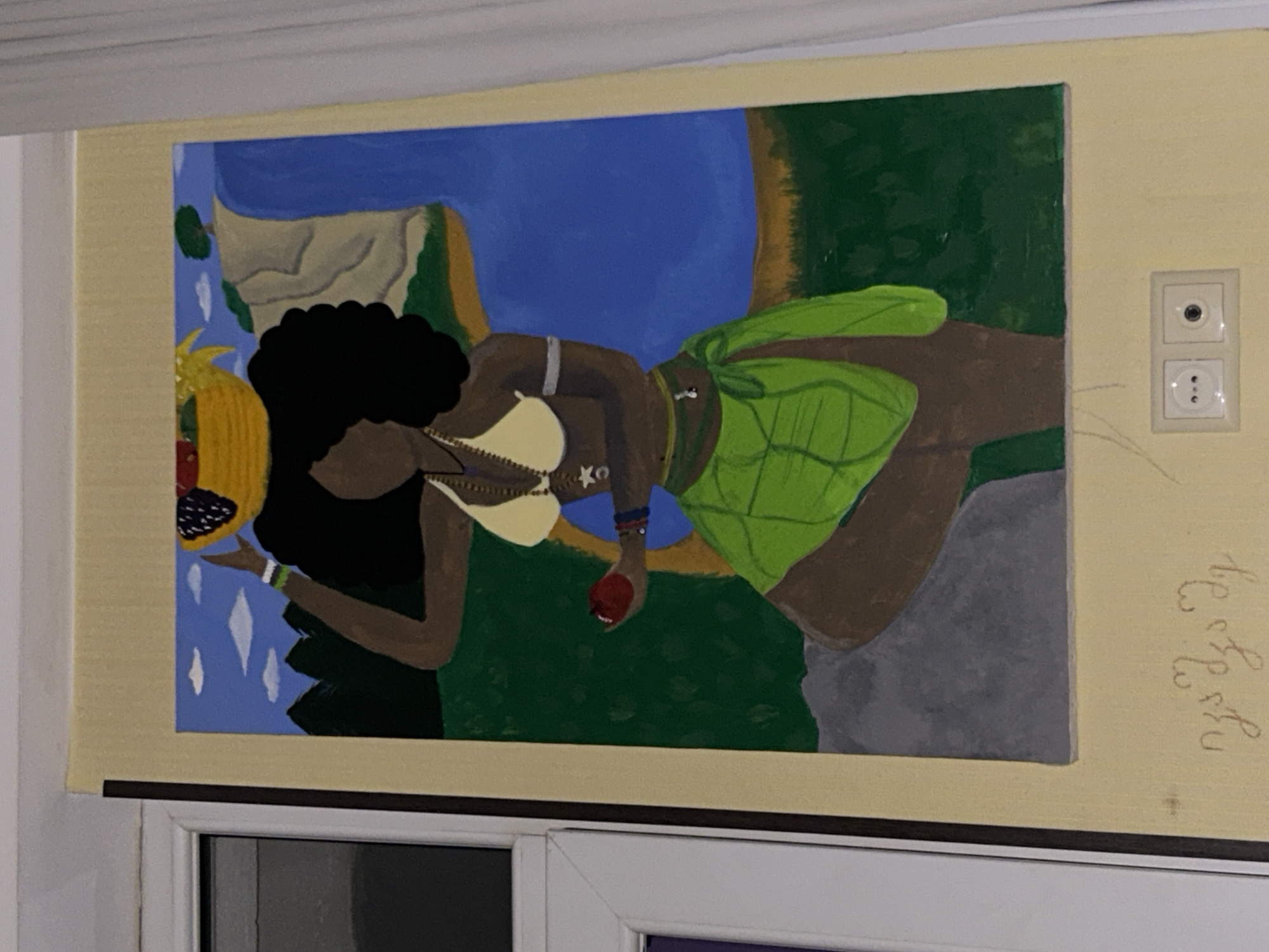 Evening window displays feature artwork, plants, decorative items