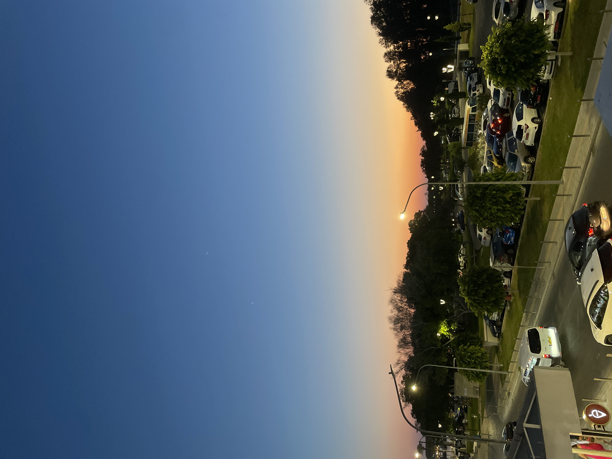 Sunset over a Paphos parking lot, golden hour in Cyprus