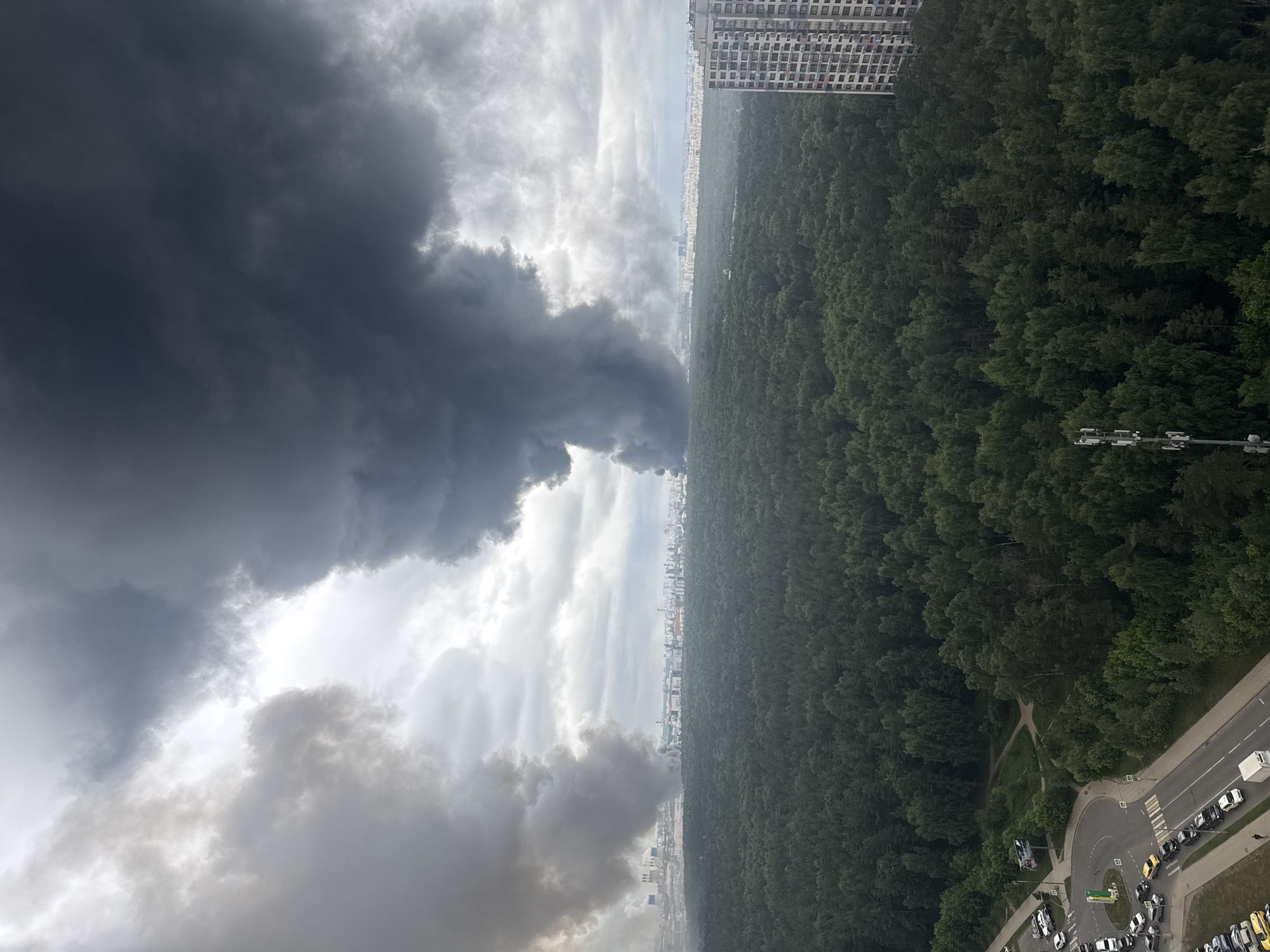 Large smoke plume over Kotelniki, plus a Chihuahua on a couch