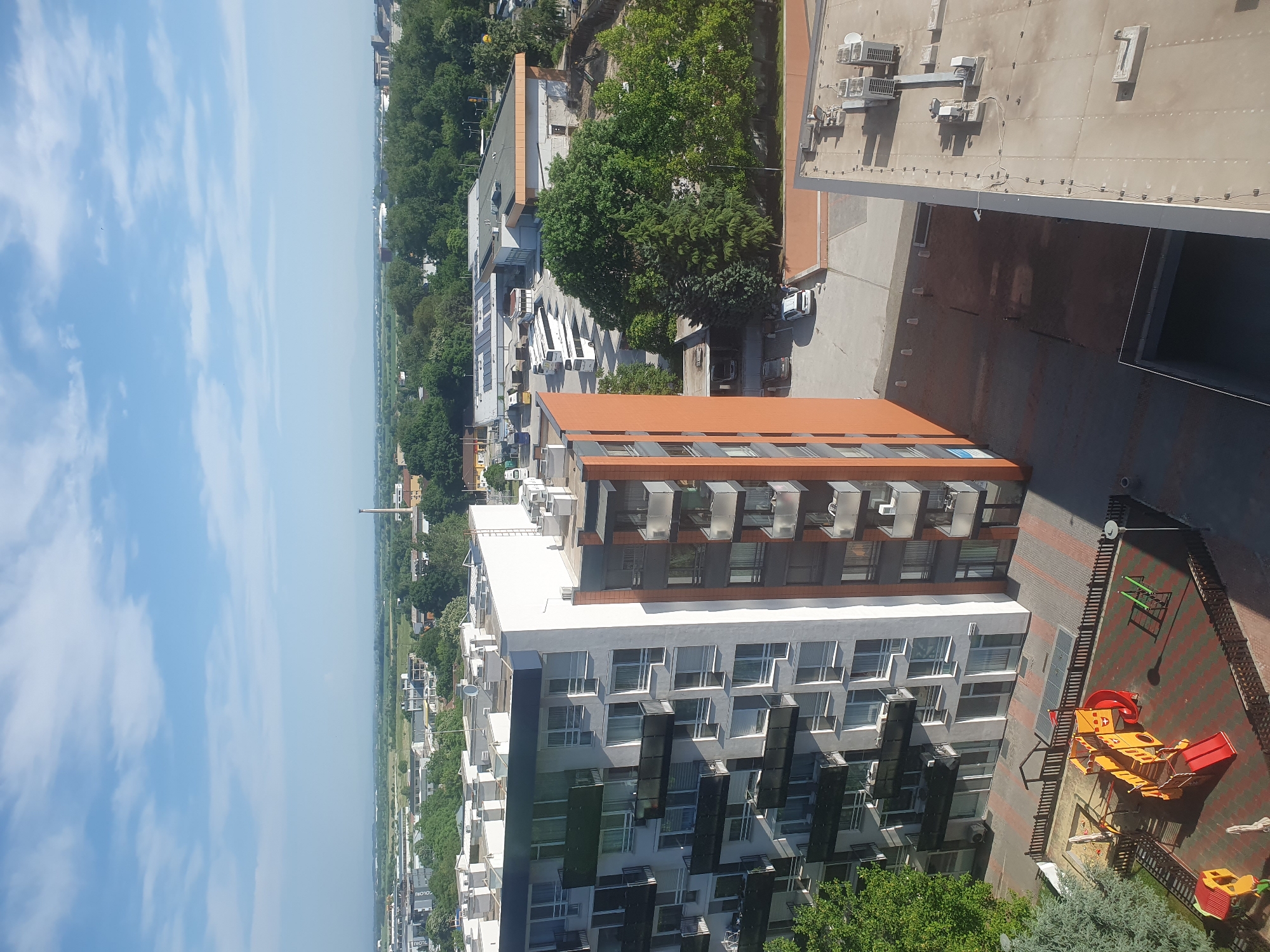 Morning rooftop views capture Plovdiv residential district from above