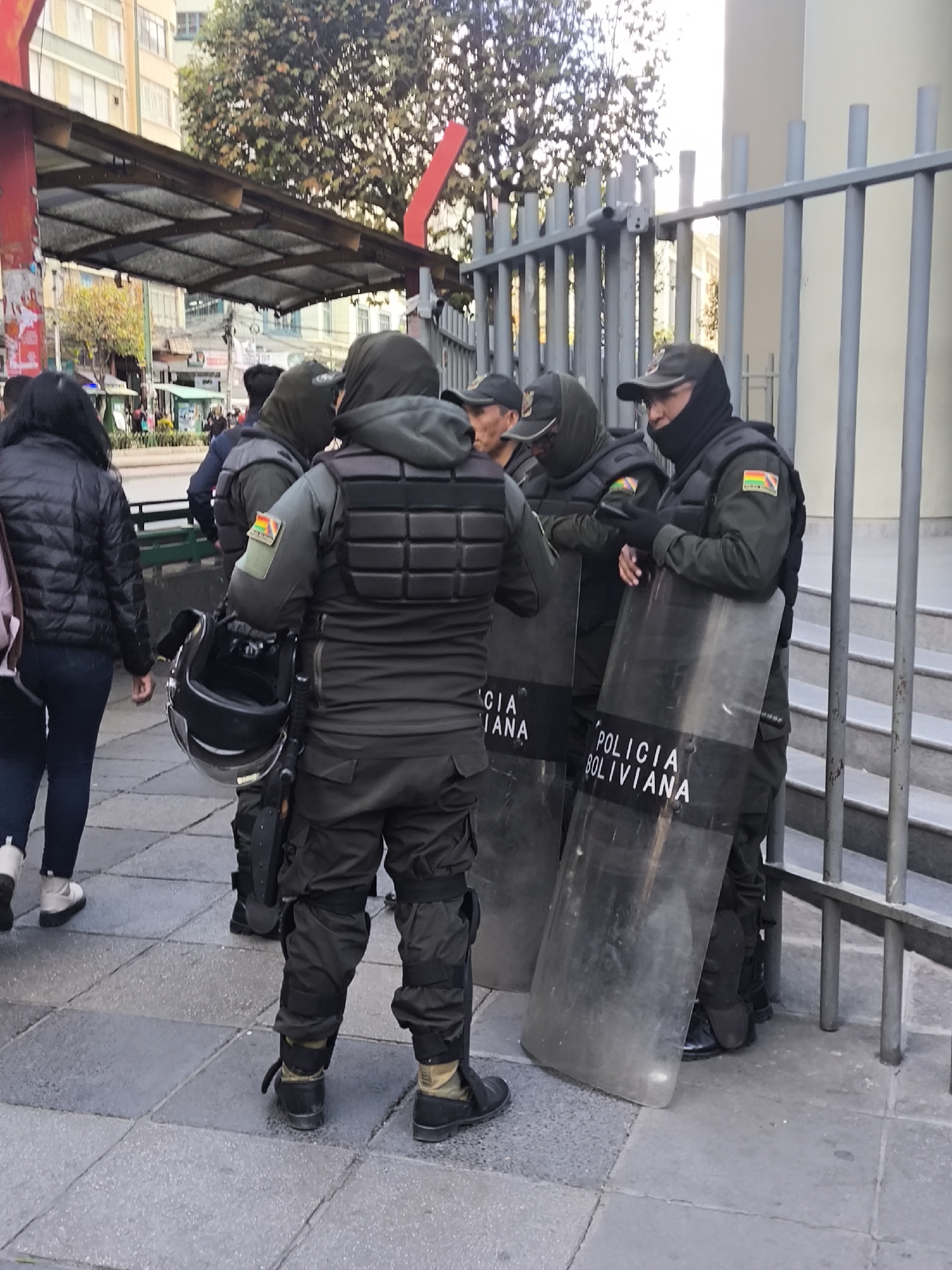 Riot police deployed in La Paz, Bolivia
