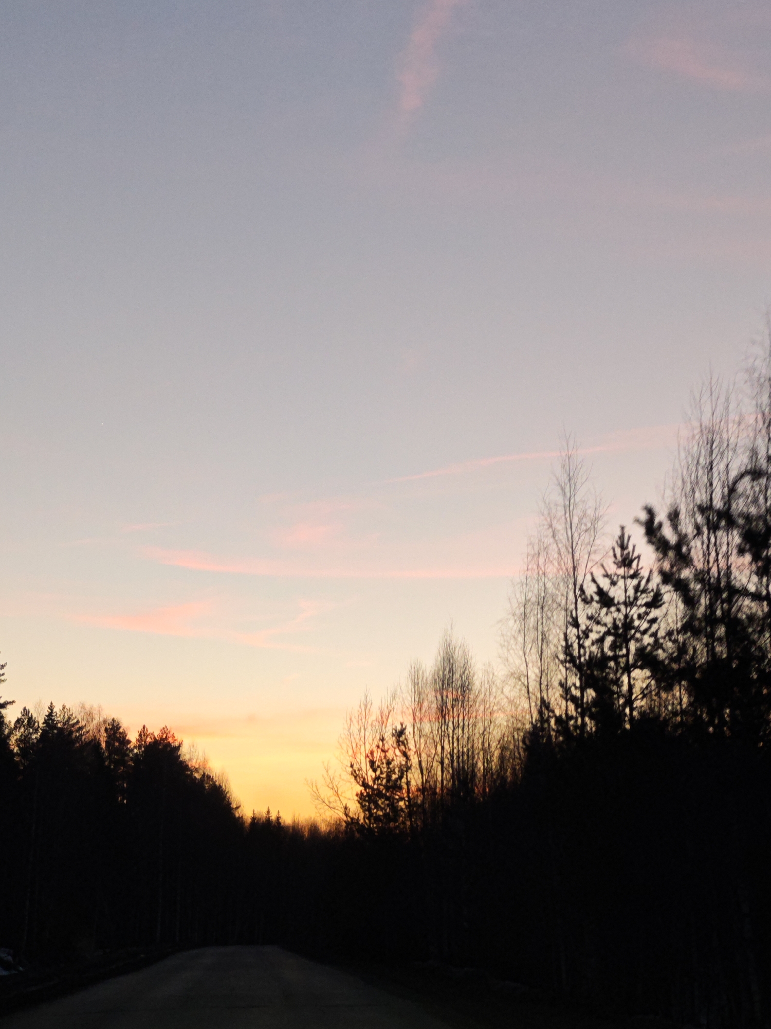 Sunset captured from roadside in Markovskii, Russia