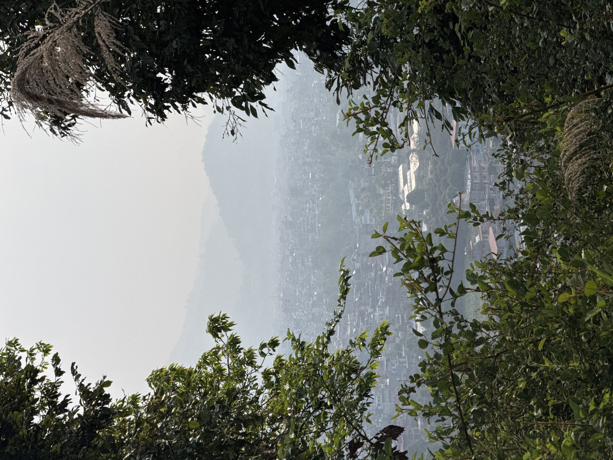 Hazy morning views captured over Pokhara and Phewa Lake