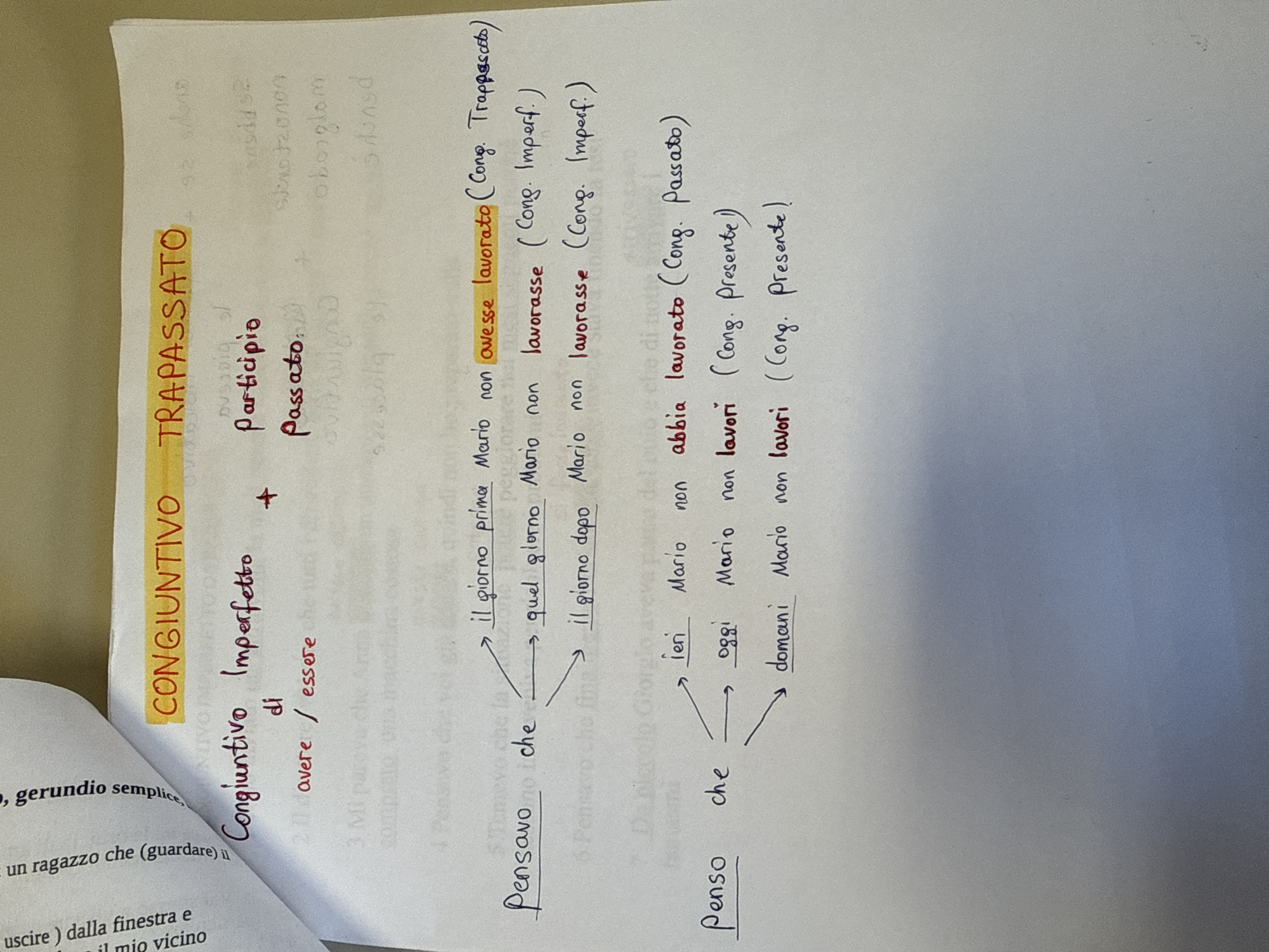 Italian grammar notes photographed in Milan