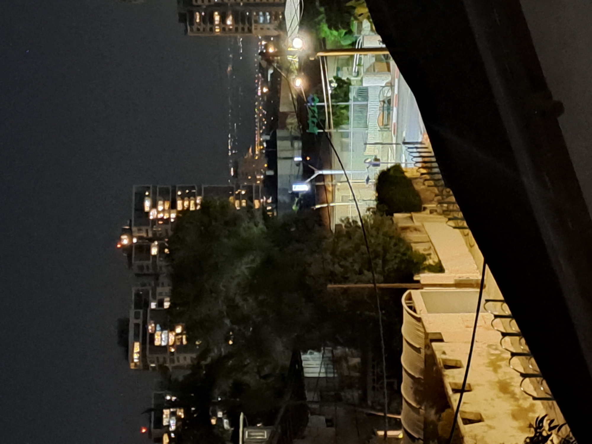 Ramat HaSharon neighborhood streets on a crescent moon night