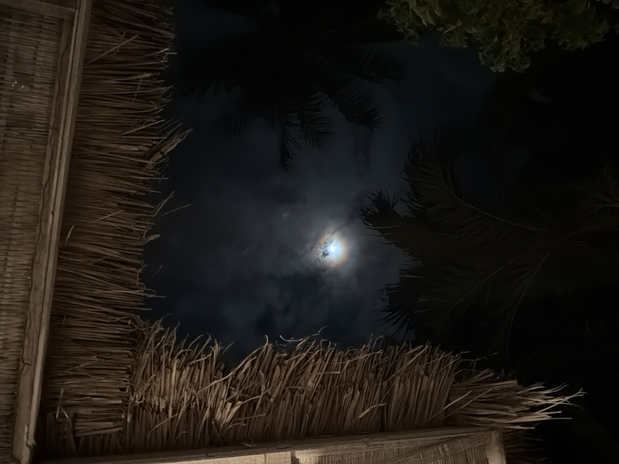 Nighttime scenes captured in Indonesia include moon, pool