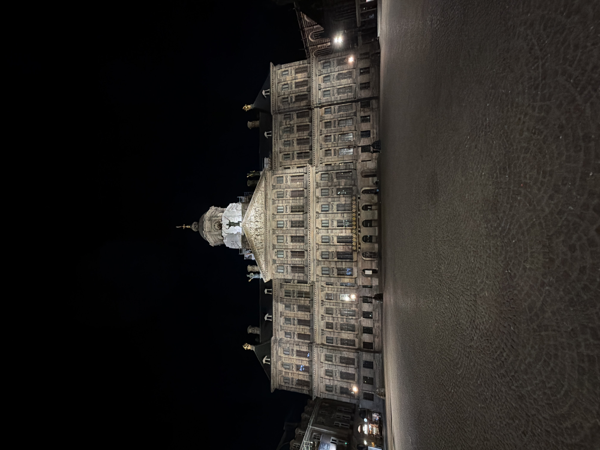 Royal Palace Amsterdam photographed illuminated at night