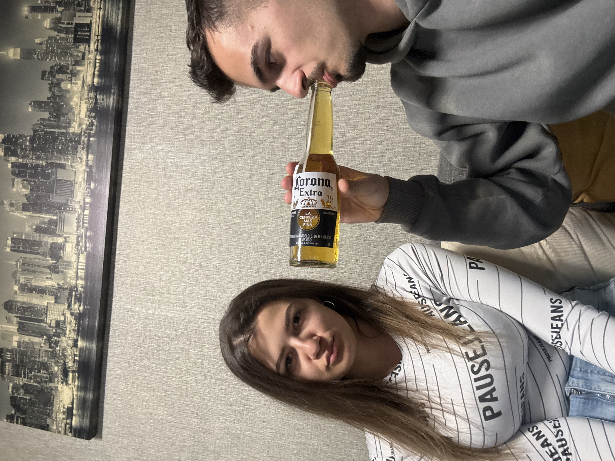 Corona beer shared among friends in Sofia evening gathering