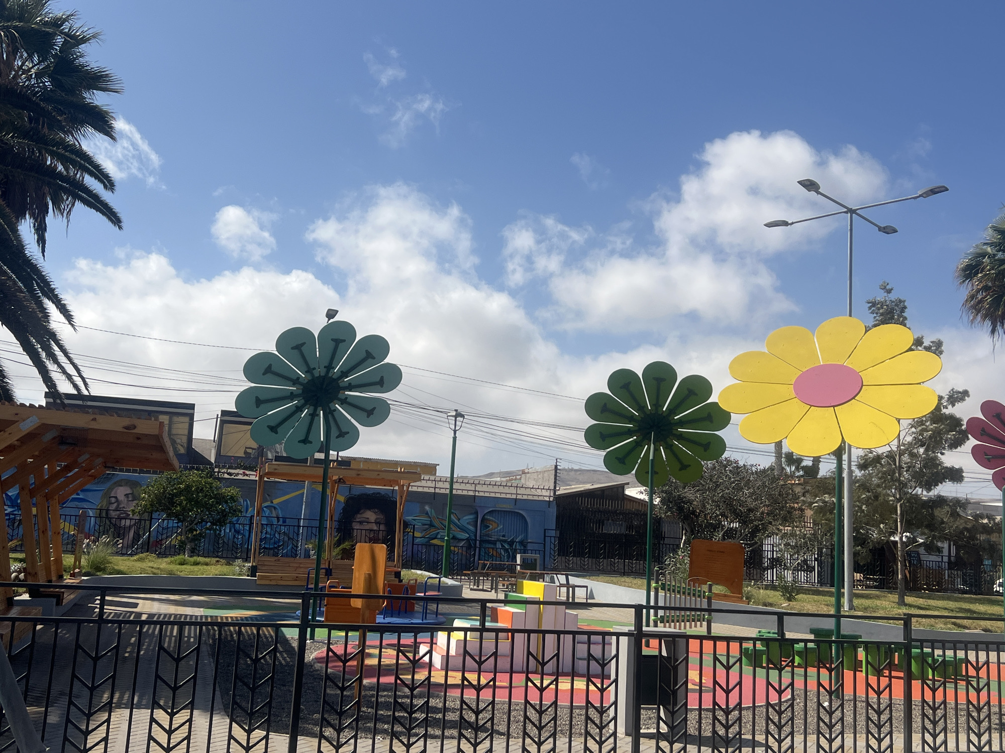 Fenced public park space in Arica, Chile