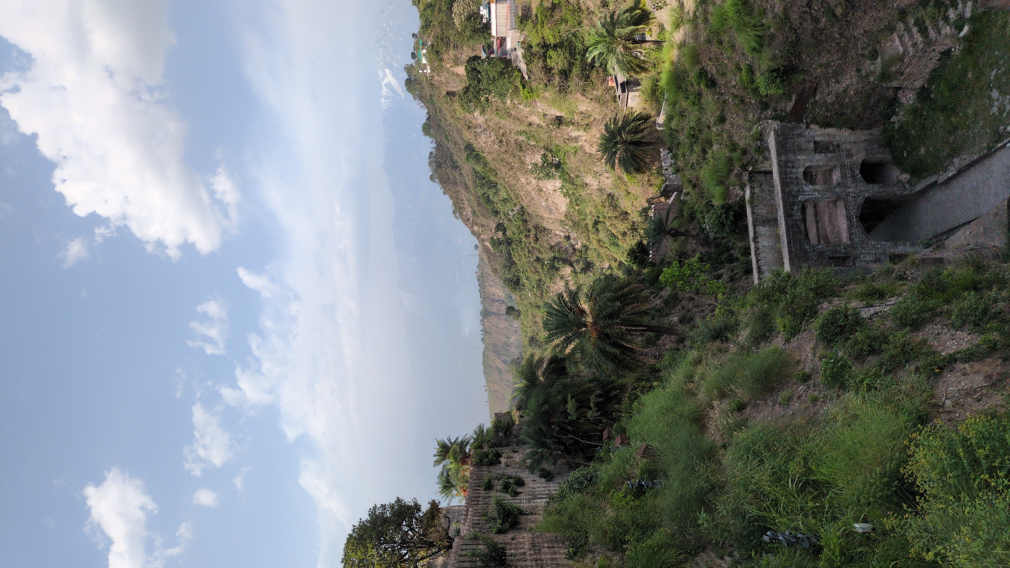 Tourist documents morning visit to historic Kangra Fort complex