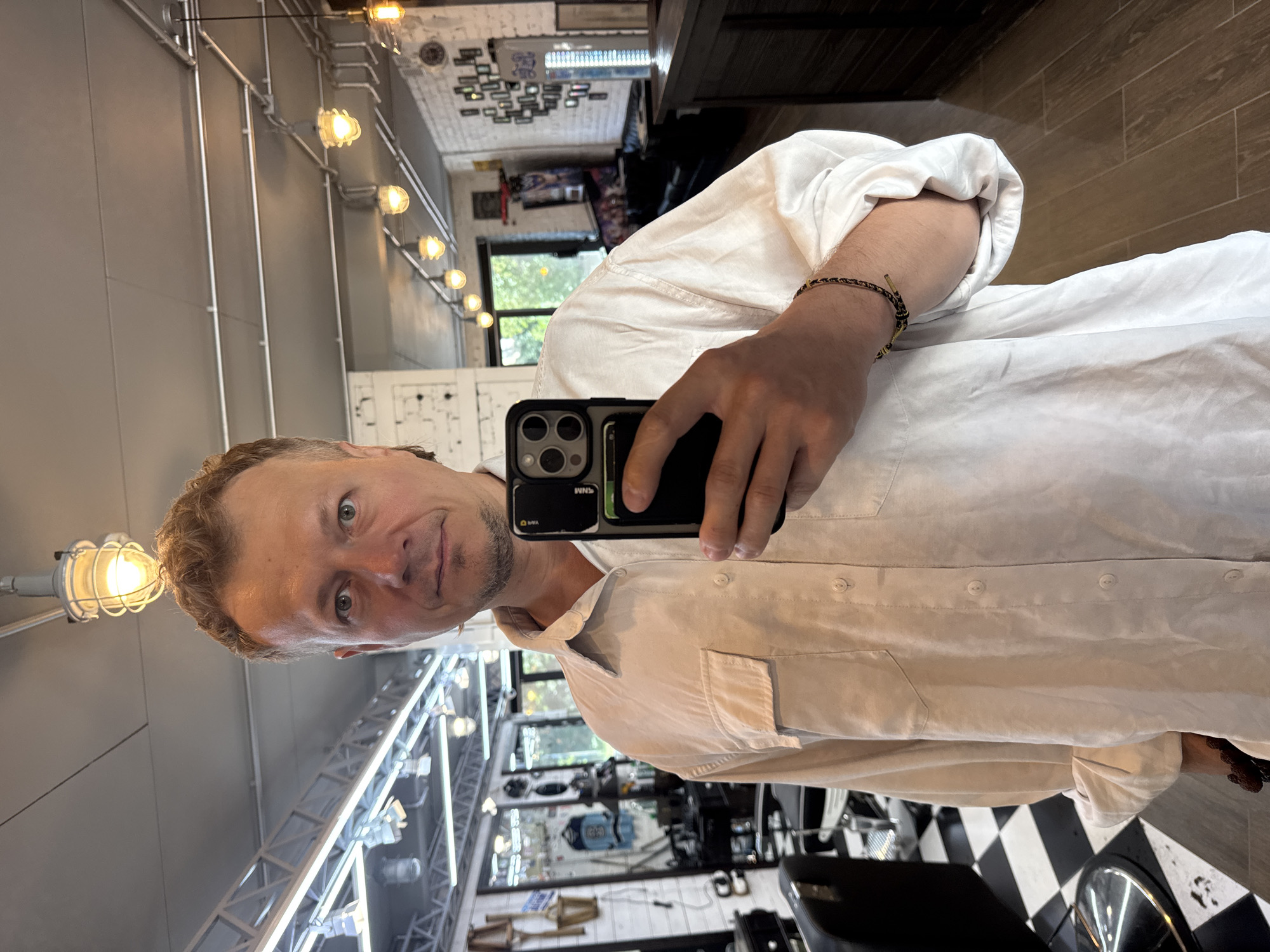 Inside a vintage-styled barber shop in Novosibirsk
