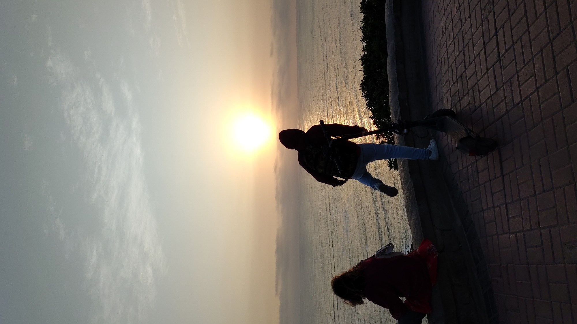 Sunset witnessed along Barranco coastal promenade, Peru