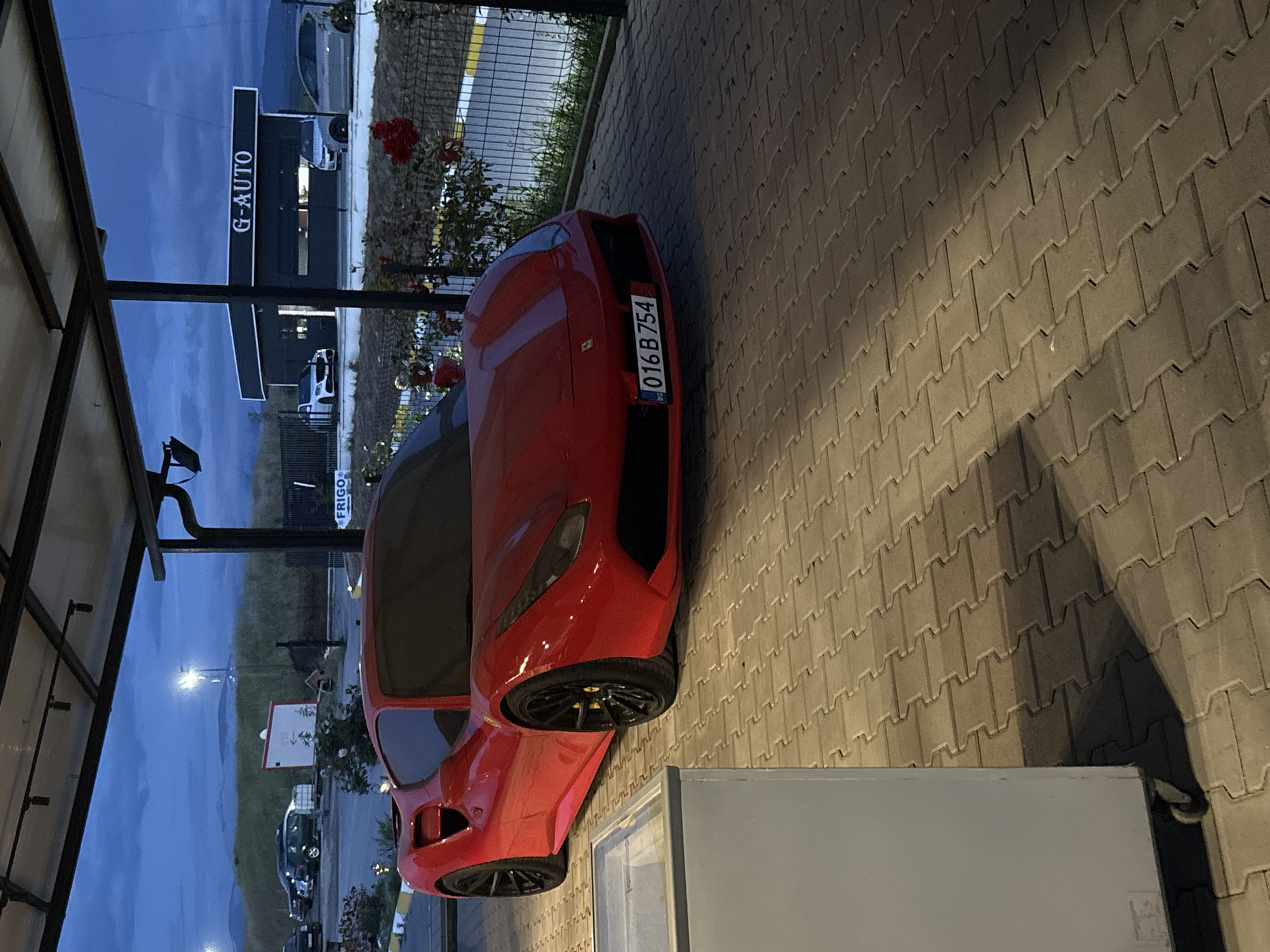 Red Ferrari spotted at roadside stop in Barakovo, Bulgaria