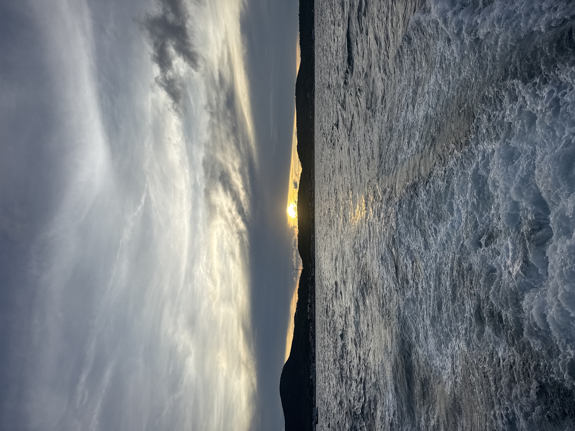 Sunset captured from moving boat in Gulf of Thailand