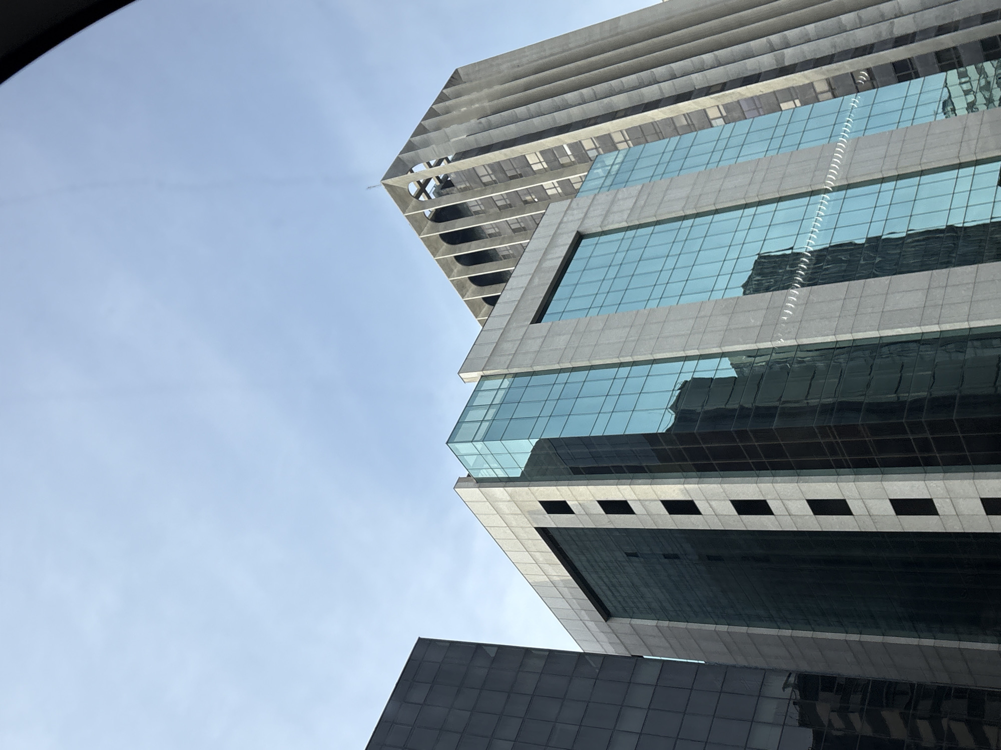 Looking up at São Paulo's downtown skyline, old and new