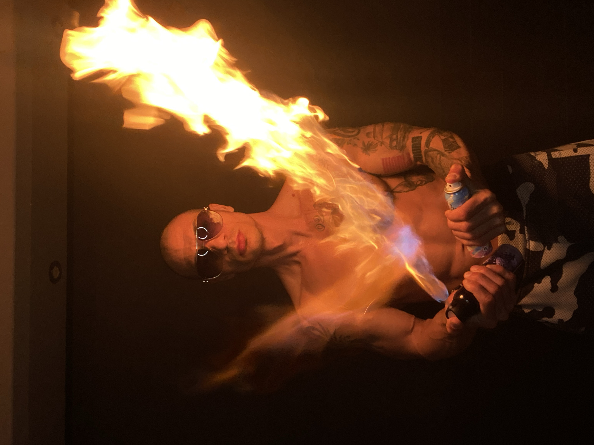 Man with lighter creates large flame in Pleven