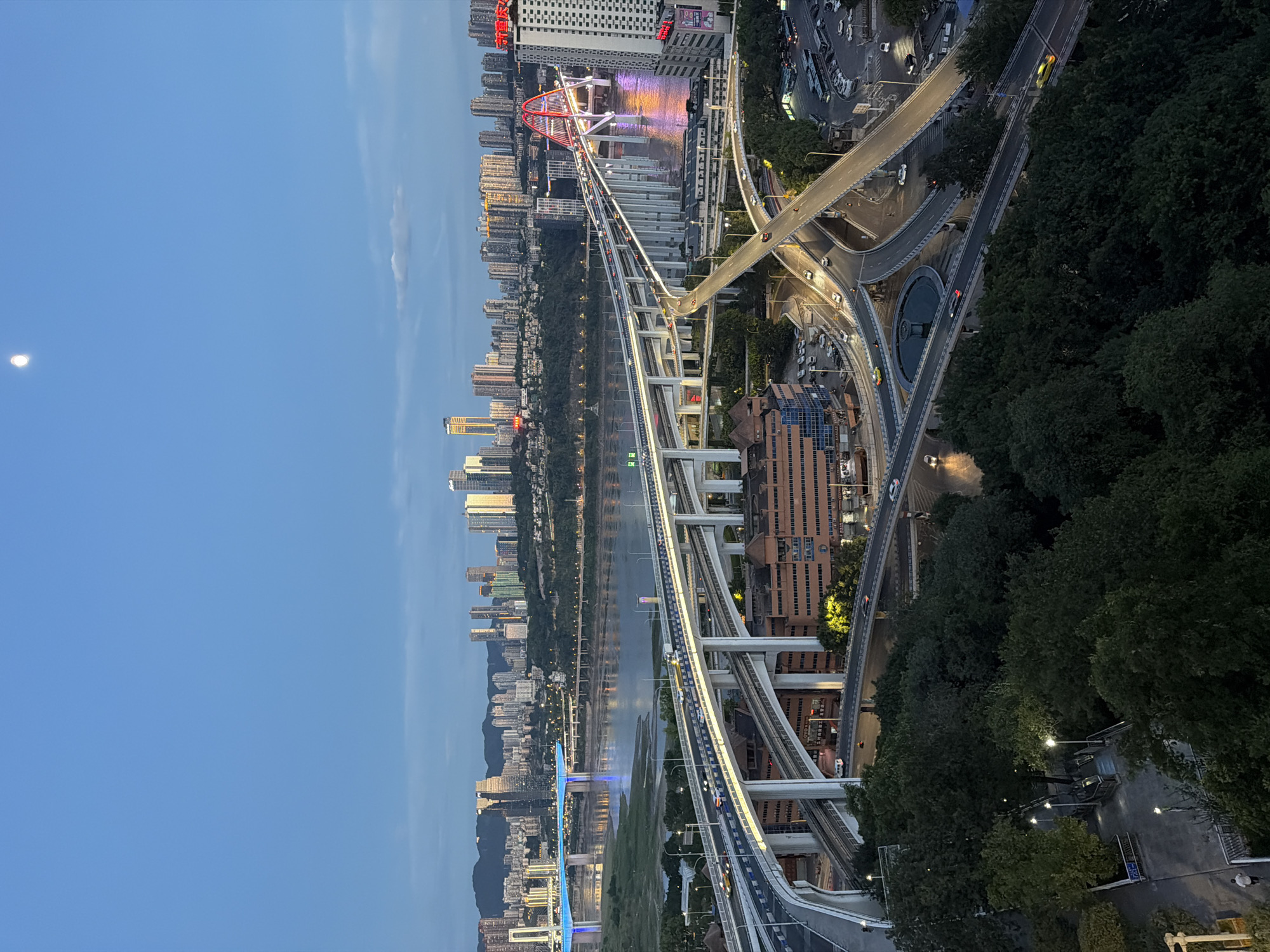 Chongqing's Yuzhong District at night, streets to skyline