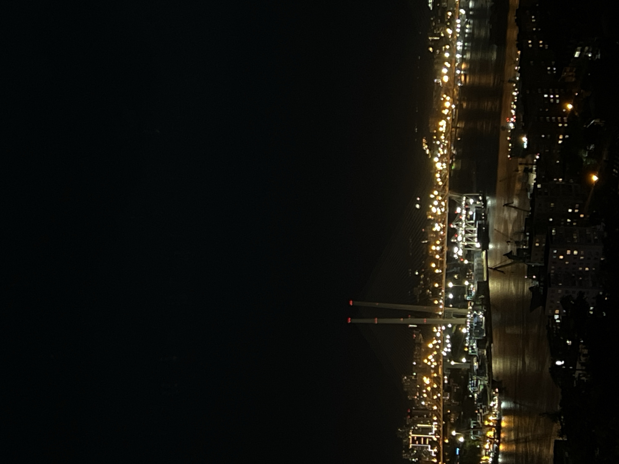 Nighttime panoramic view captured of Vladivostok waterfront from elevated position