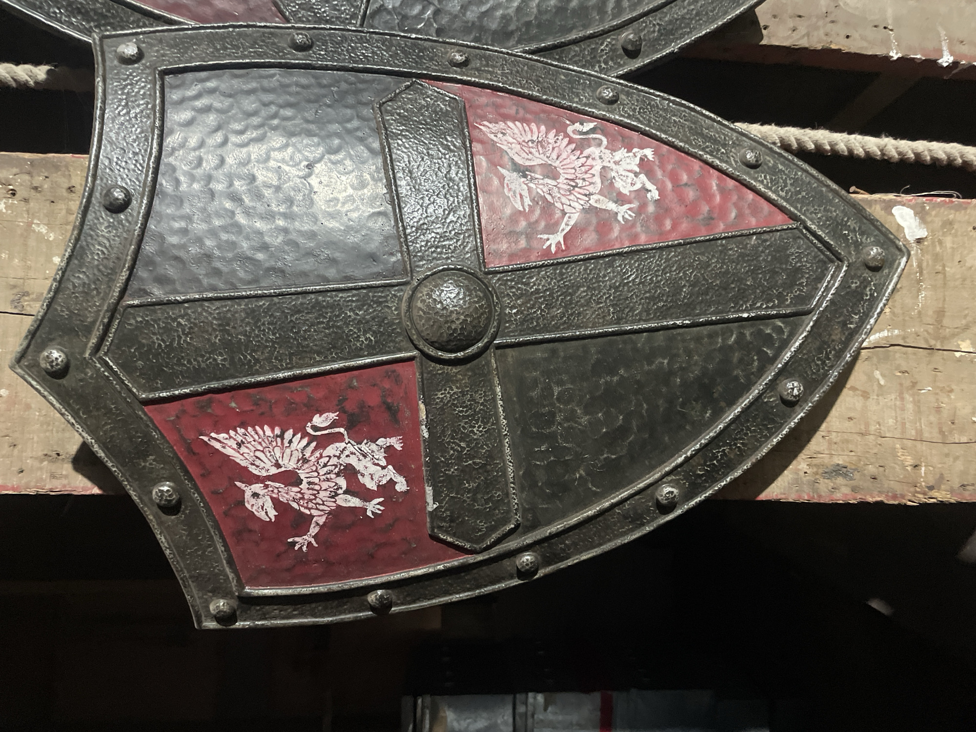 Medieval-style decorative weapons and heraldic items documented in Mumbai