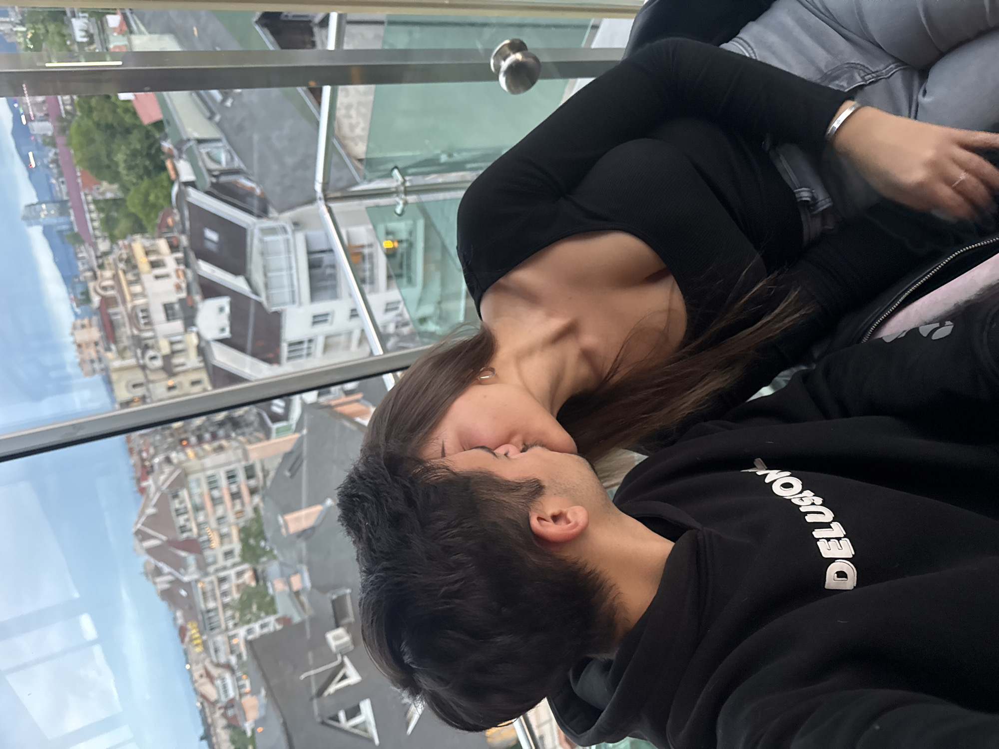 Couple shares intimate moments in Sofia high-rise building
