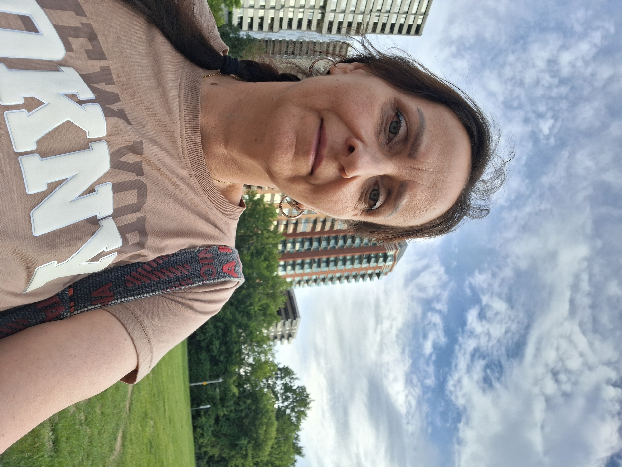 Selfie stop near a fenced area in Ottawa