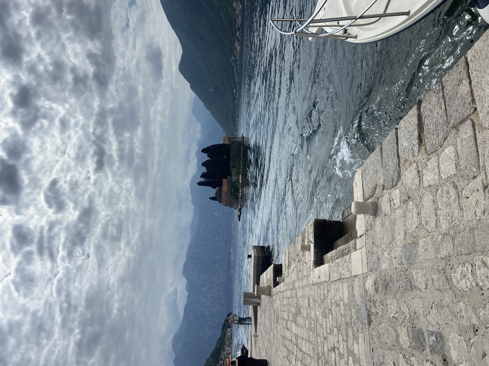 Tourist activities captured around historic Perast, Montenegro waterfront