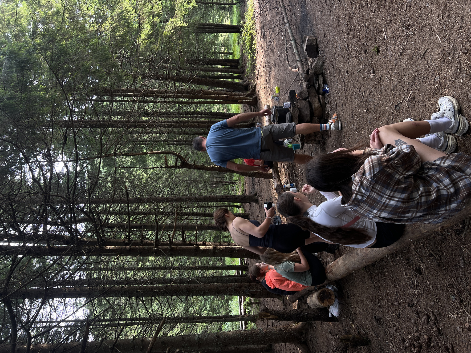 Campfire morning in the pine forests of Vorokhta, Ukraine