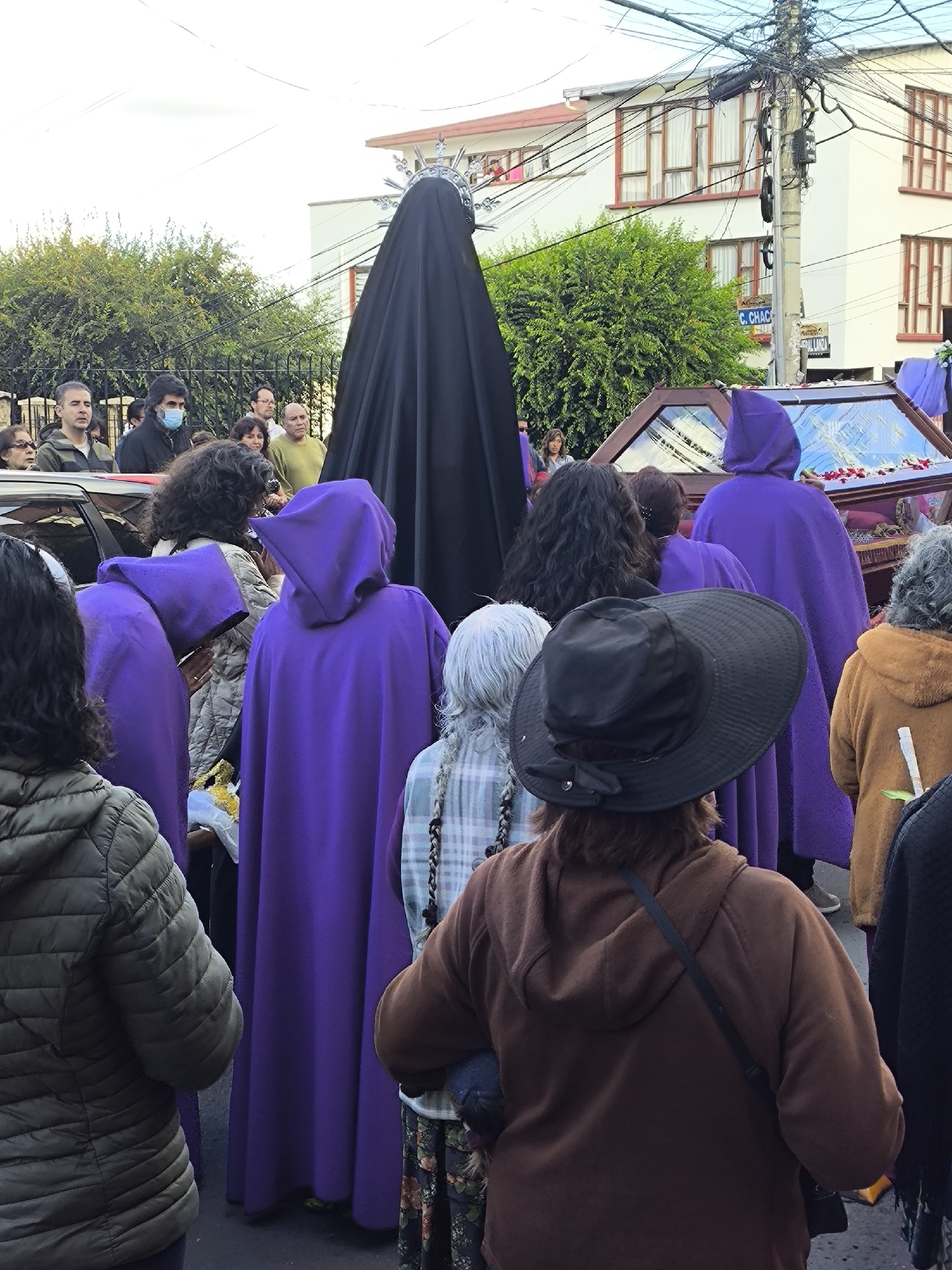 Religious procession with Virgin Mary statue held in La Paz