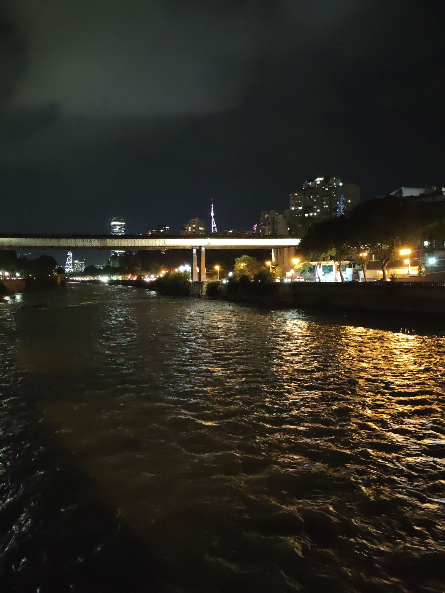 Night scenes along the Mtkvari River in Tbilisi