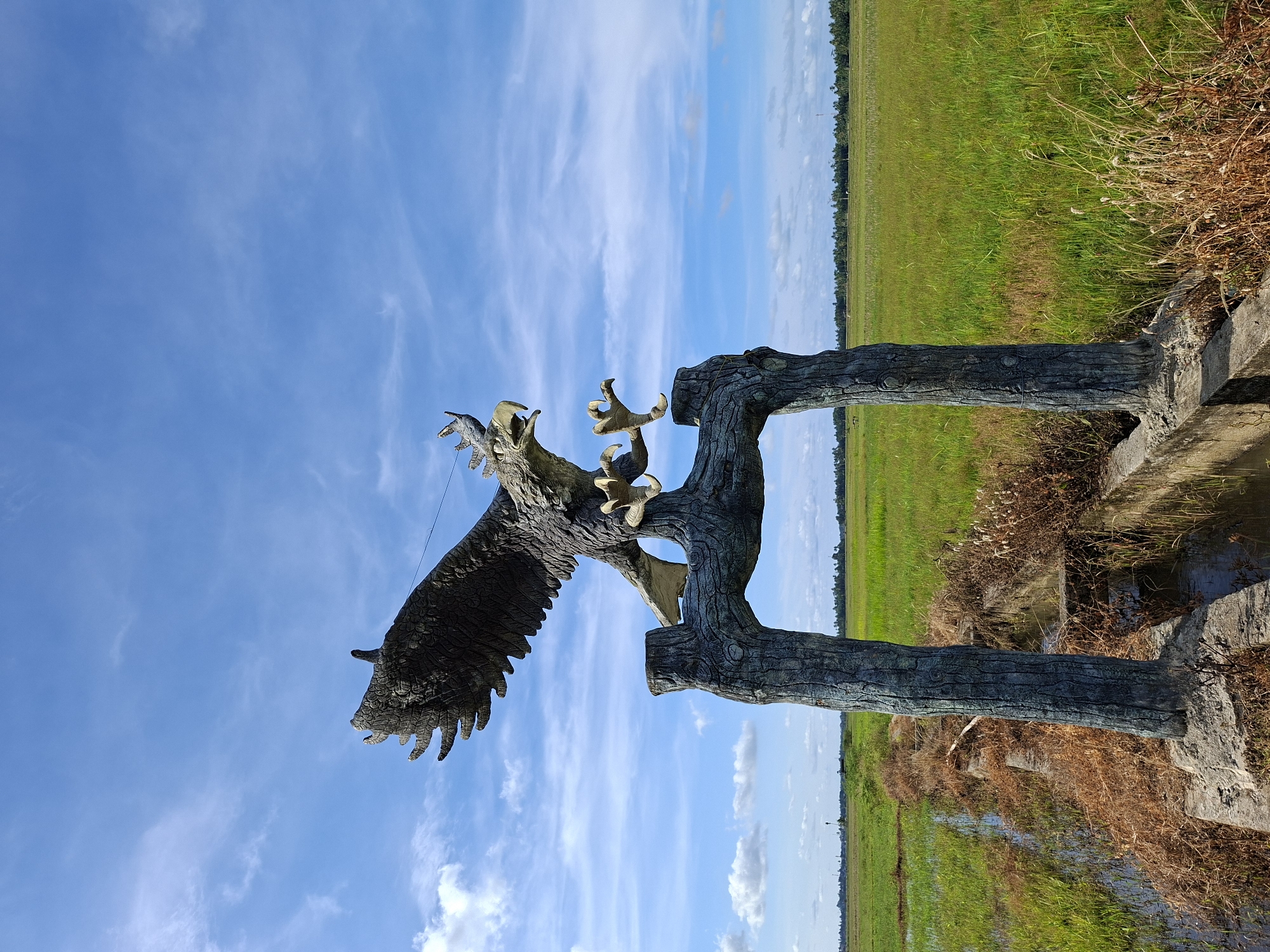 Eagle statue draws attention in Lhokseumawe, Indonesia